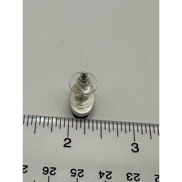 Vintage Chevron Amythest Sterling Silver Oval Post Earrings .75 Inch - Picture 7 of 8